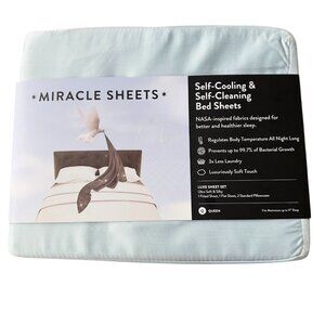 NEW Miracle Made Cotton Bed Sheets NASA Cooling SLATE BLUE Sheet Set - QUEEN